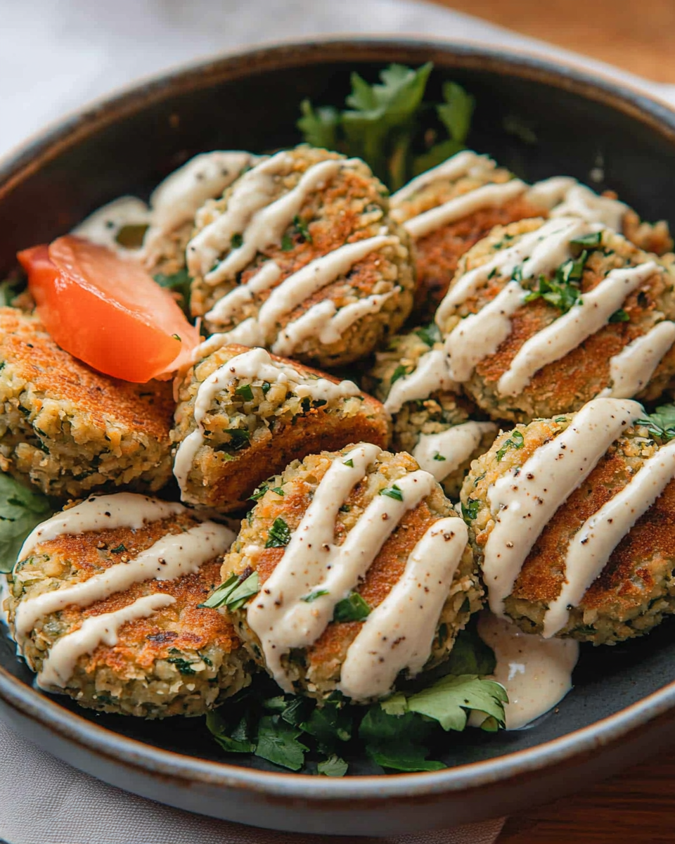 Baked Falafel Balls with Tahini Sauce