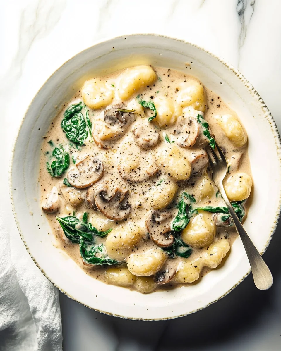 Creamy Mushroom and Spinach Gnocchi