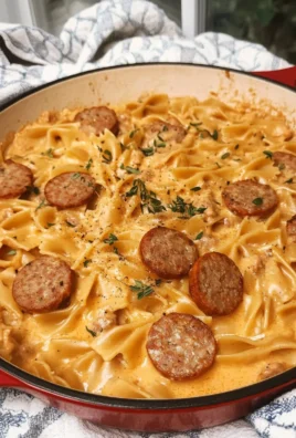 One Pan Cheesy Smoked Sausage & Pasta