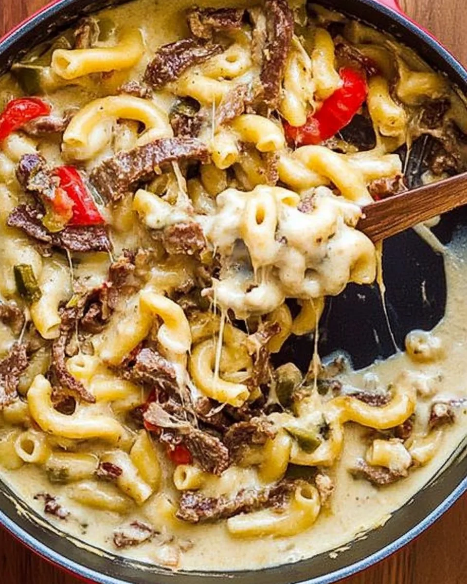 Philly Cheesesteak Pasta – Creamy & Cheesy!