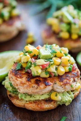 Chicken Burgers with Avocado Corn Salsa
