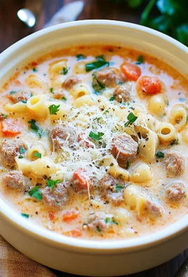 Creamy Parmesan Italian Sausage Ditalini Soup