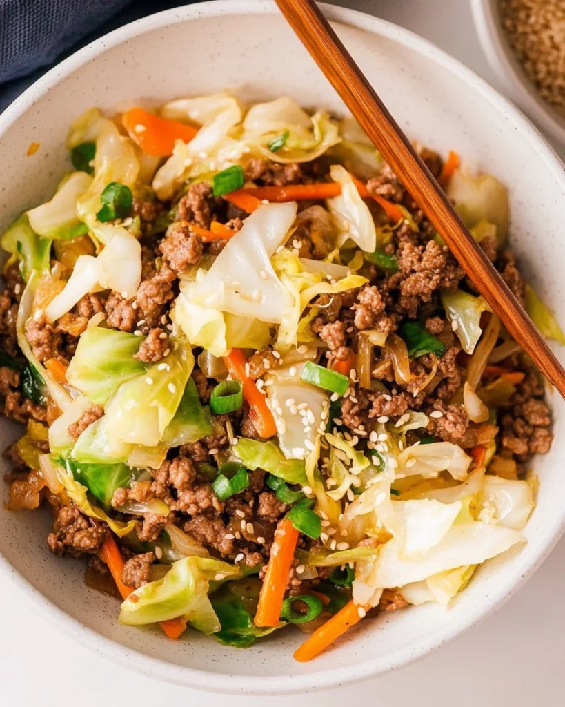 Easy Asian Ground Beef and Cabbage Stir Fry