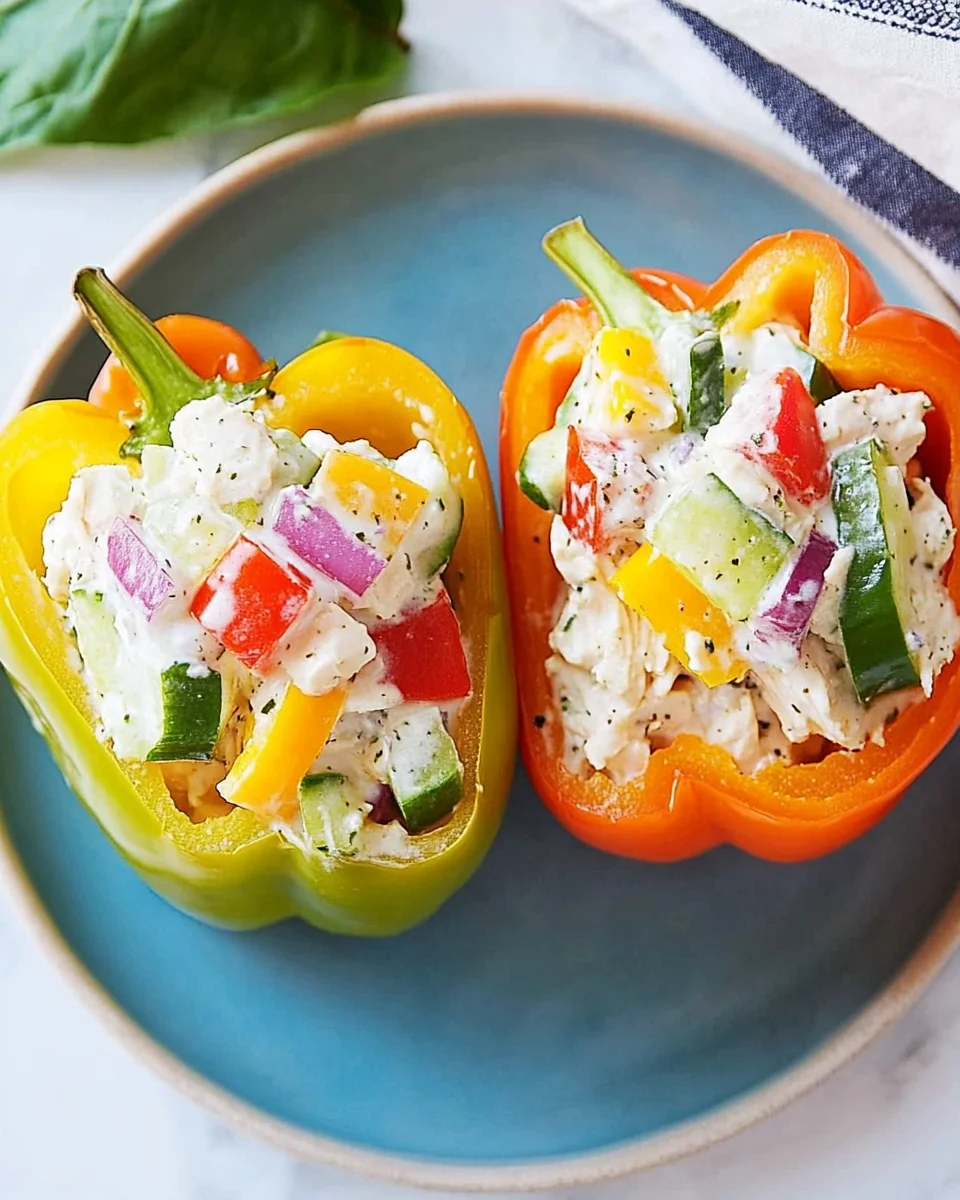Greek Yogurt Chicken Salad Stuffed Peppers