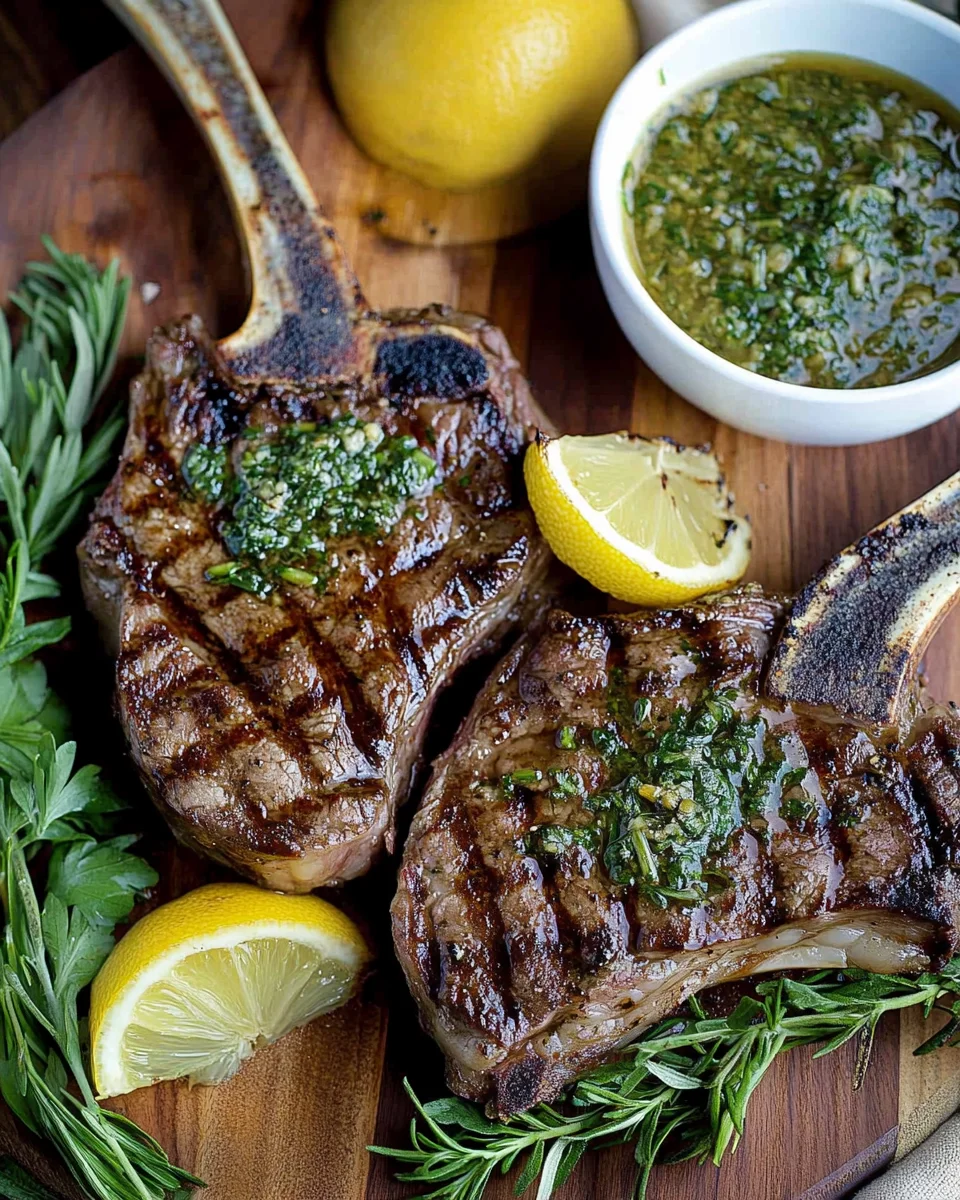 Grilled Flank Steak with Lemon-Herb Sauce