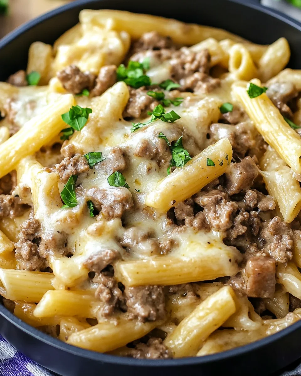 Philly Cheesesteak pasta