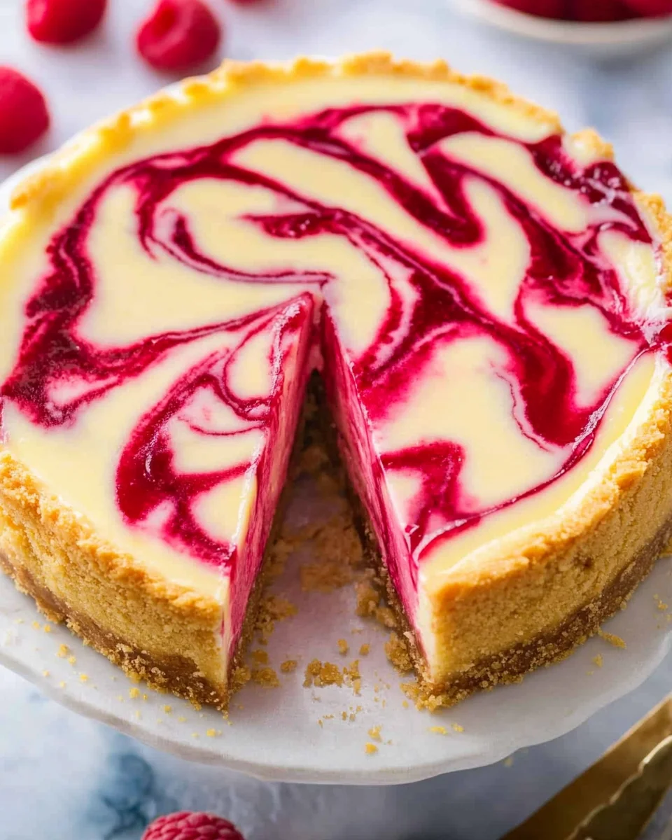 Raspberry Swirl Lemon Cheesecake
