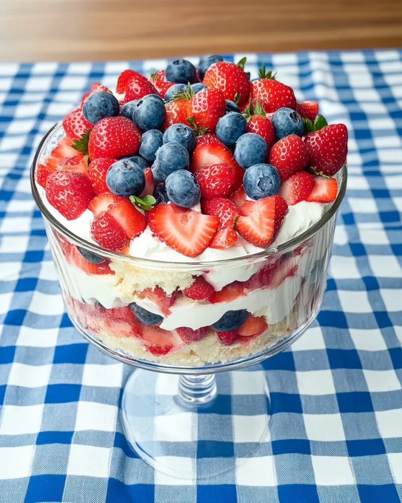 Red, White and Blue Strawberry Shortcake Trifle