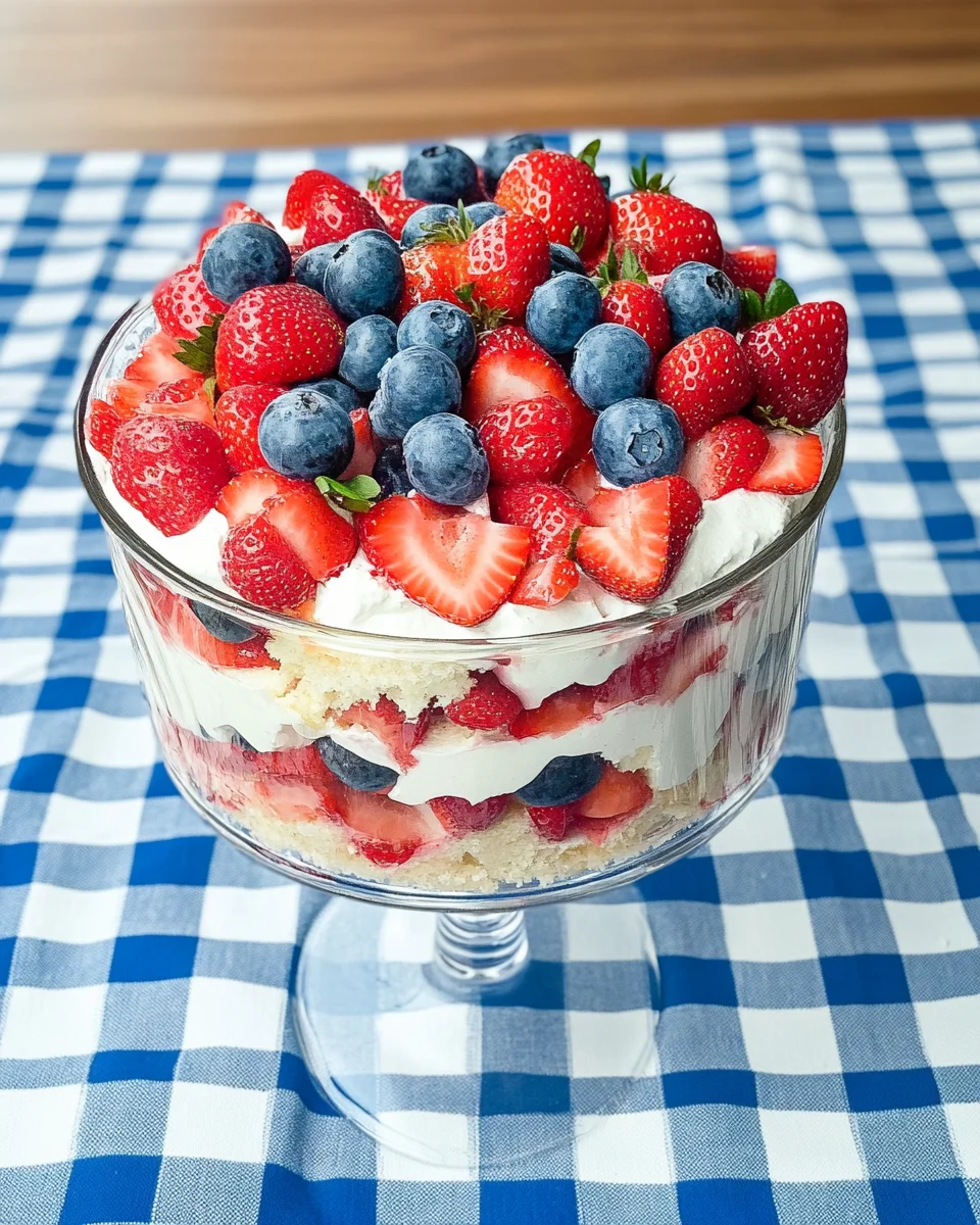 Red, White and Blue Strawberry Shortcake Trifle