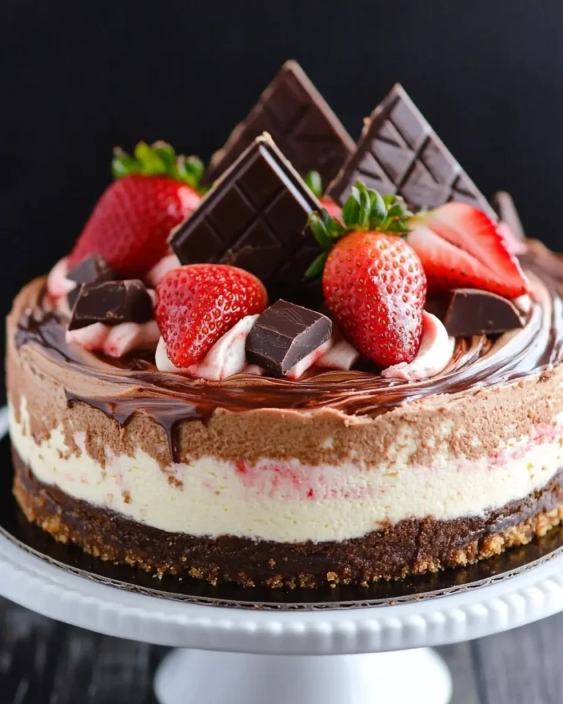 Swirled Chocolate Strawberry Cheesecake