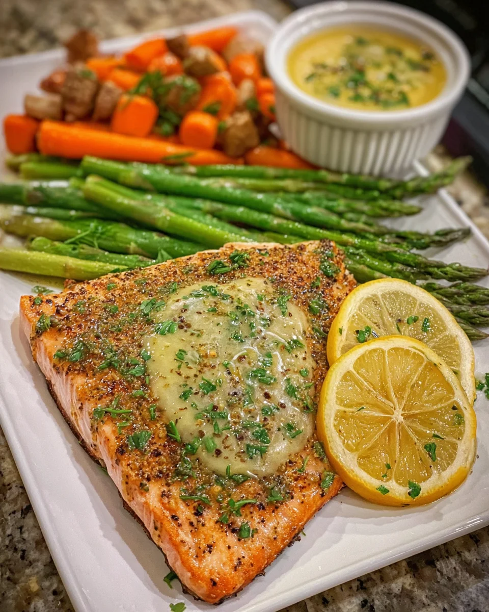 Grilled Salmon with Mustard-Herb Butter