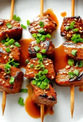 Asian Garlic Steak Skewers