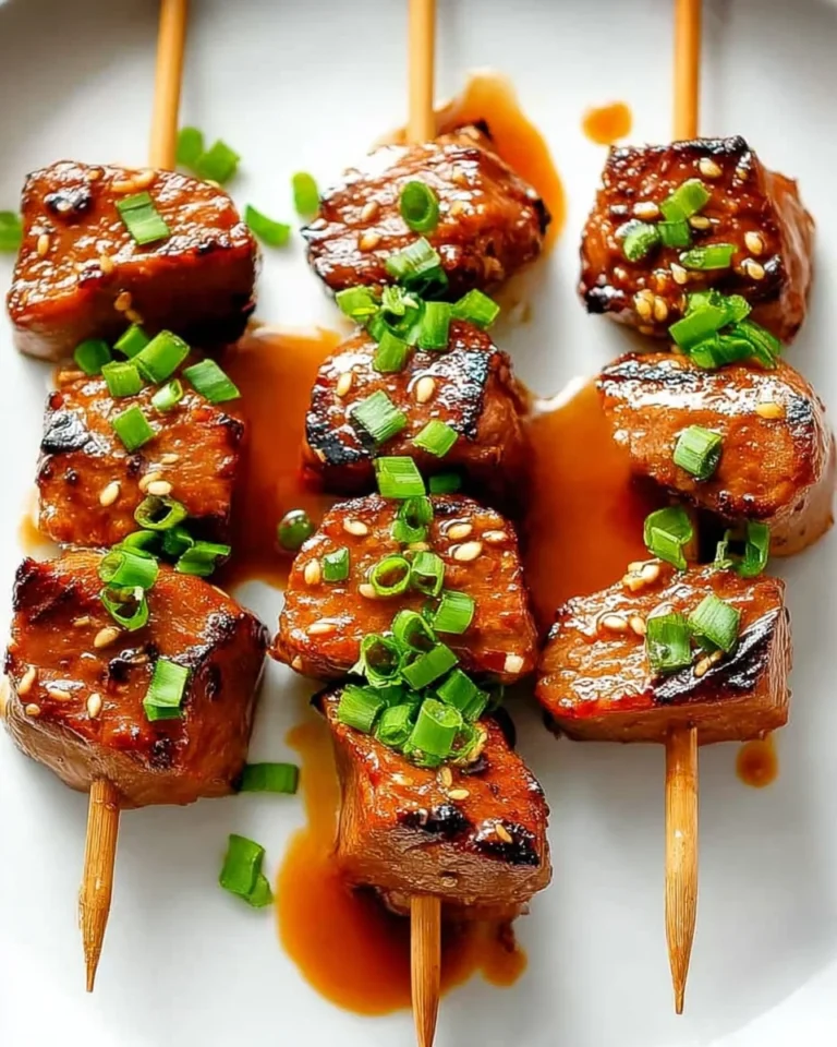 Asian Garlic Steak Skewers