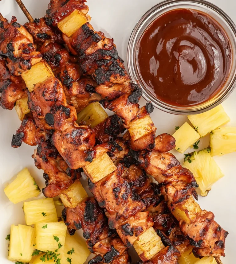 BBQ CHICKEN BACON PINEAPPLE KABOBS