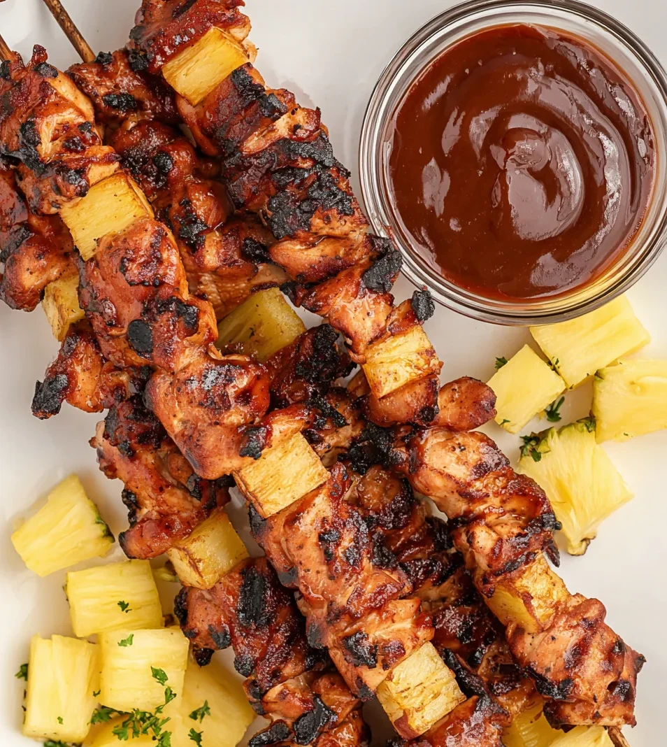 BBQ CHICKEN BACON PINEAPPLE KABOBS