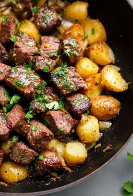 Creamy Garlic Butter Steak Bites and Potatoes