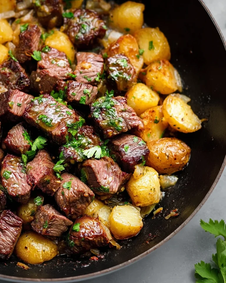 Creamy Garlic Butter Steak Bites and Potatoes