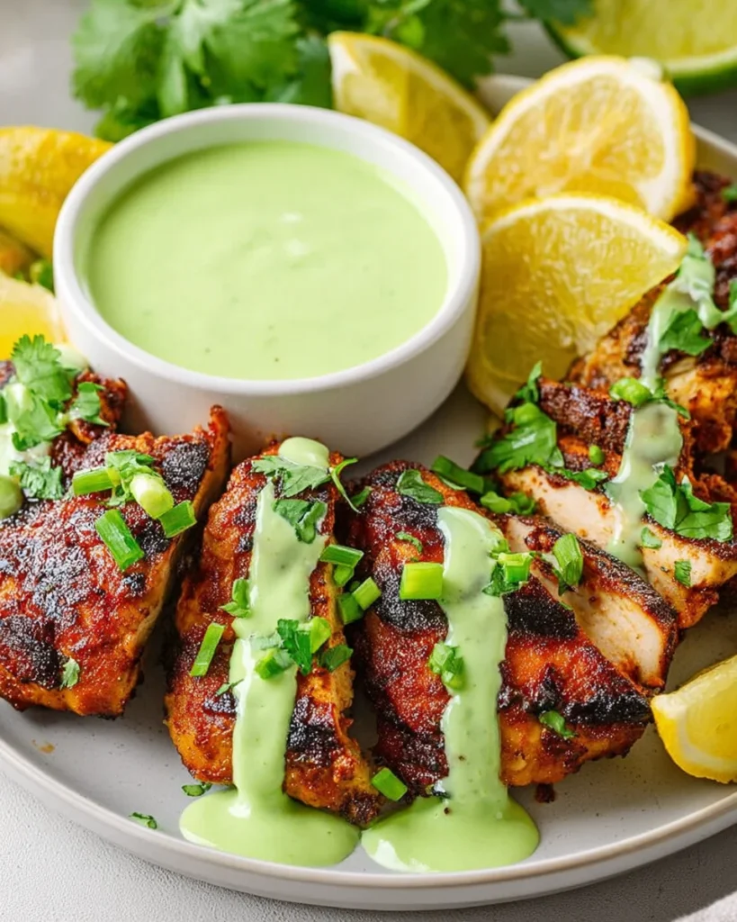 Peruvian Grilled Chicken with Creamy Green Sauce