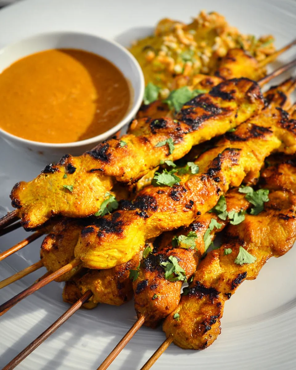 Thai Chicken Satay with Spicy Peanut Dipping Sauce