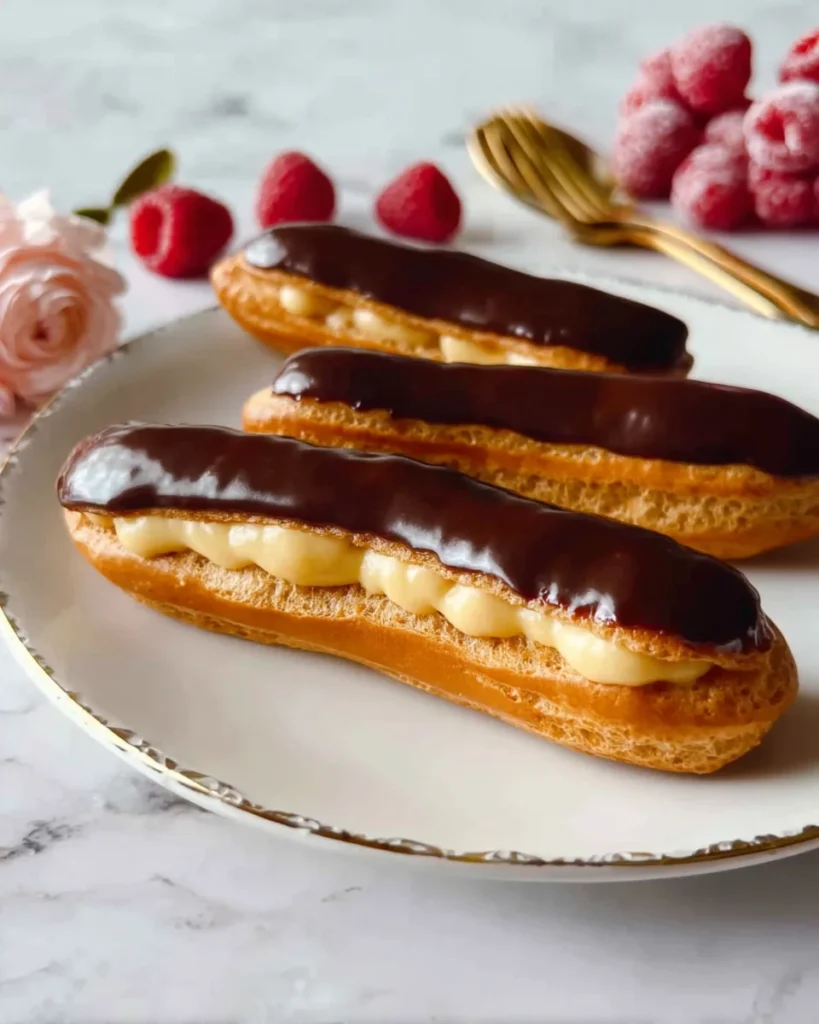 Exquisite Eclairs with Silky Custard Sauce: A Classic French Deligh
