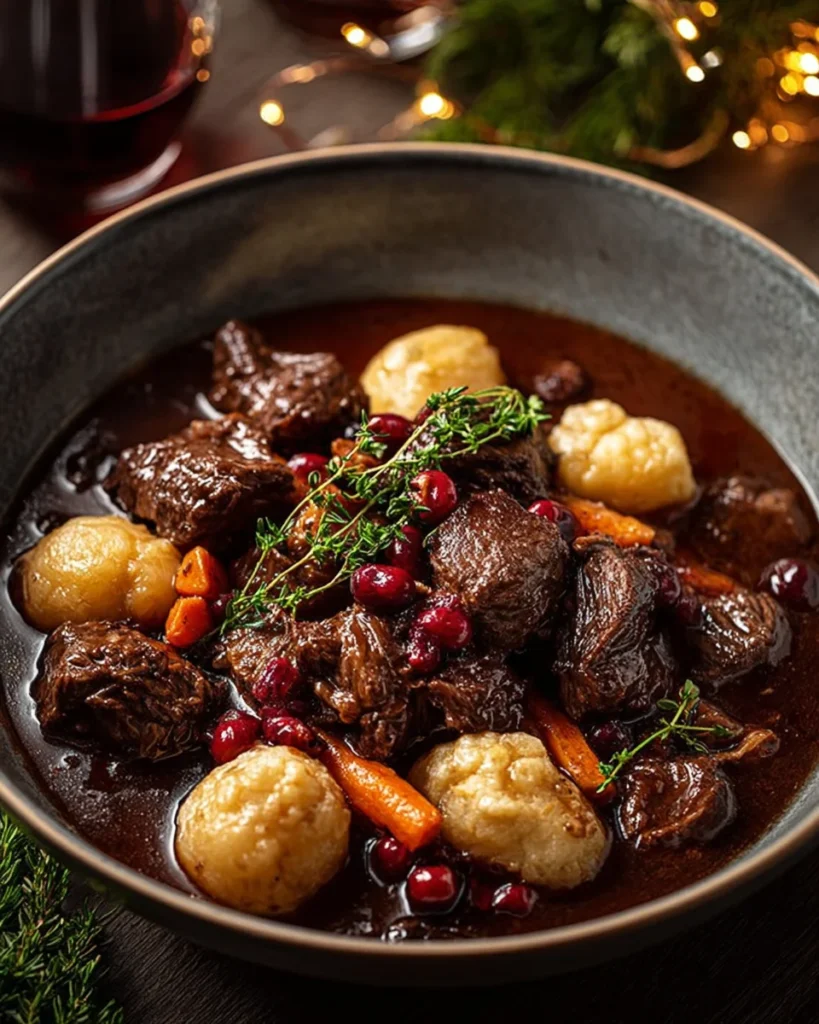 French-Style Beef Stew with Red Wine and Vegetables