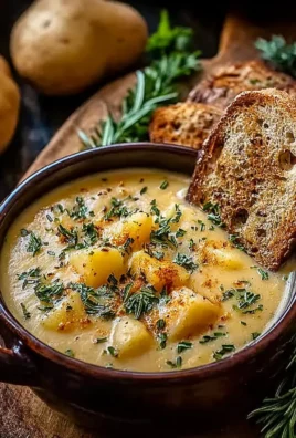 Hearty Cheddar Garlic Herb Potato Soup