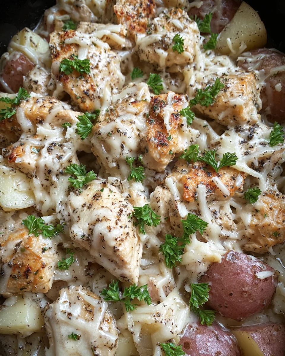 Crockpot Garlic Parmesan Chicken And Potatoes
