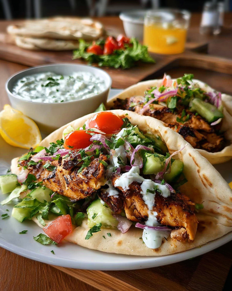 Grilled Chicken Gyros with Fresh Vegetables & Tzatziki - Tisha Recipes