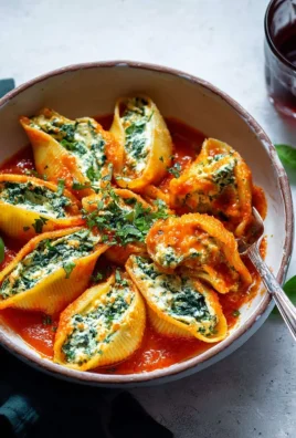 Spinach Ricotta Stuffed Shells with Basil Sauce