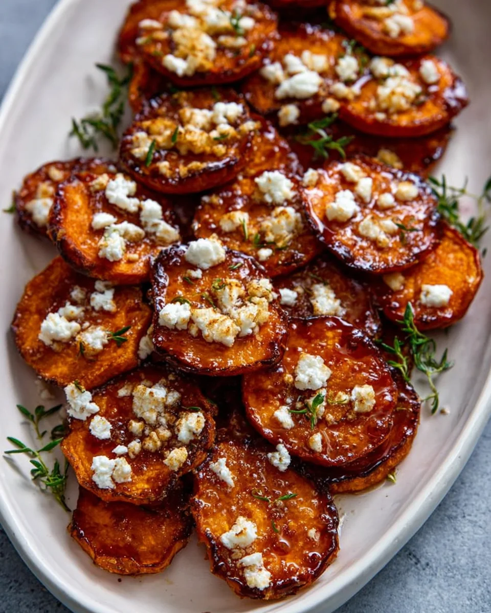 Sweet Potato Rounds with Honey & Feta Crumble