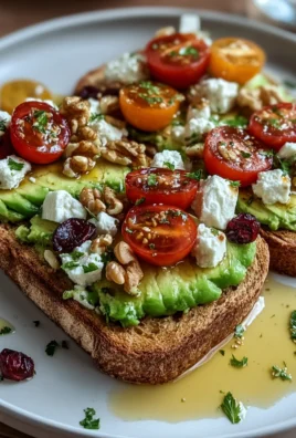 Avocado Toast with Feta, Cherry Tomatoes, Cranberries, and Walnuts