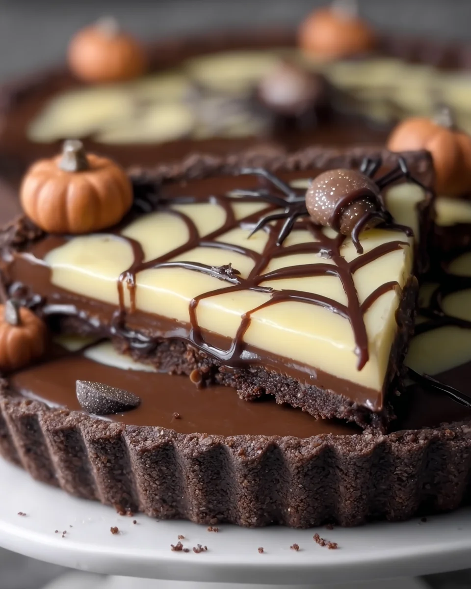 Chocolate Spiderweb Tart For Halloween