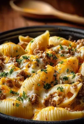 Crockpot Cheesy Ranch Beef Pasta Shells