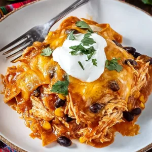 Crockpot Chicken Enchilada Casserole
