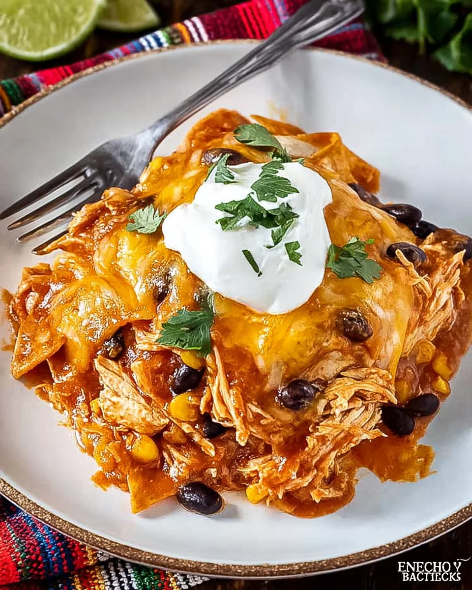 Crockpot Chicken Enchilada Casserole
