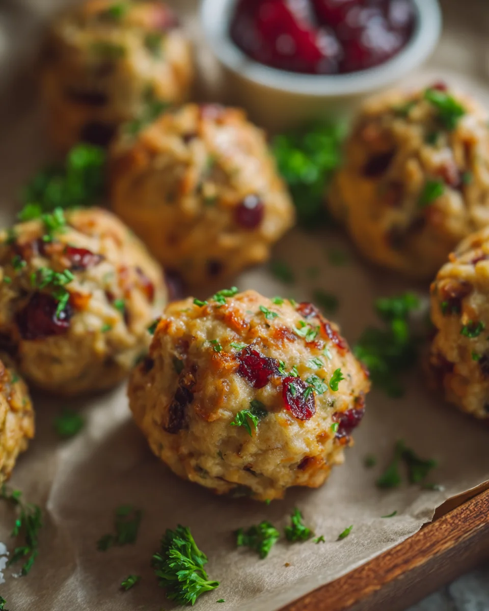Festive Cranberry Turkey Stuffing Balls Recipe for Holidays