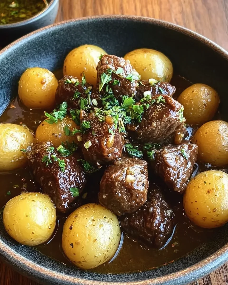 Garlic Butter Beef Bites with Potatoes