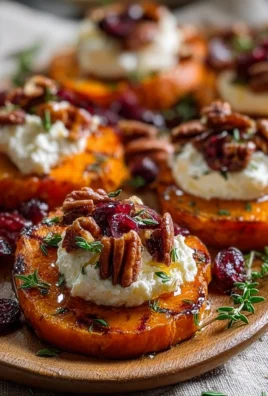 Roasted Sweet Potato Rounds with Whipped Goat Cheese, Cranberries & Pecans