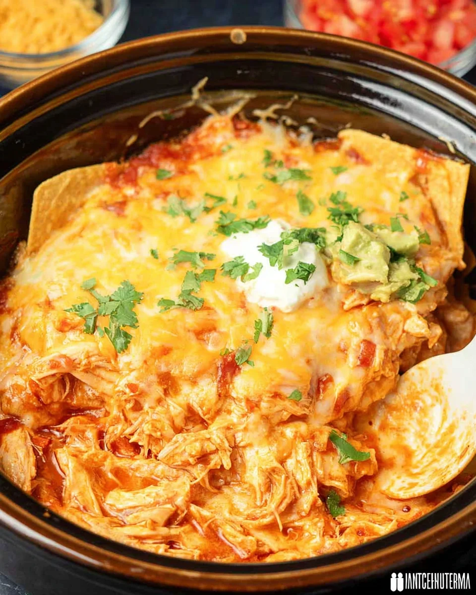 Slow Cooker Chicken Enchilada Casserole