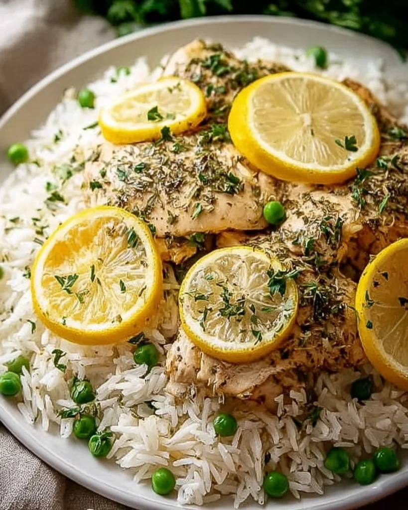 Slow Cooker Lemon Herb Chicken and Rice