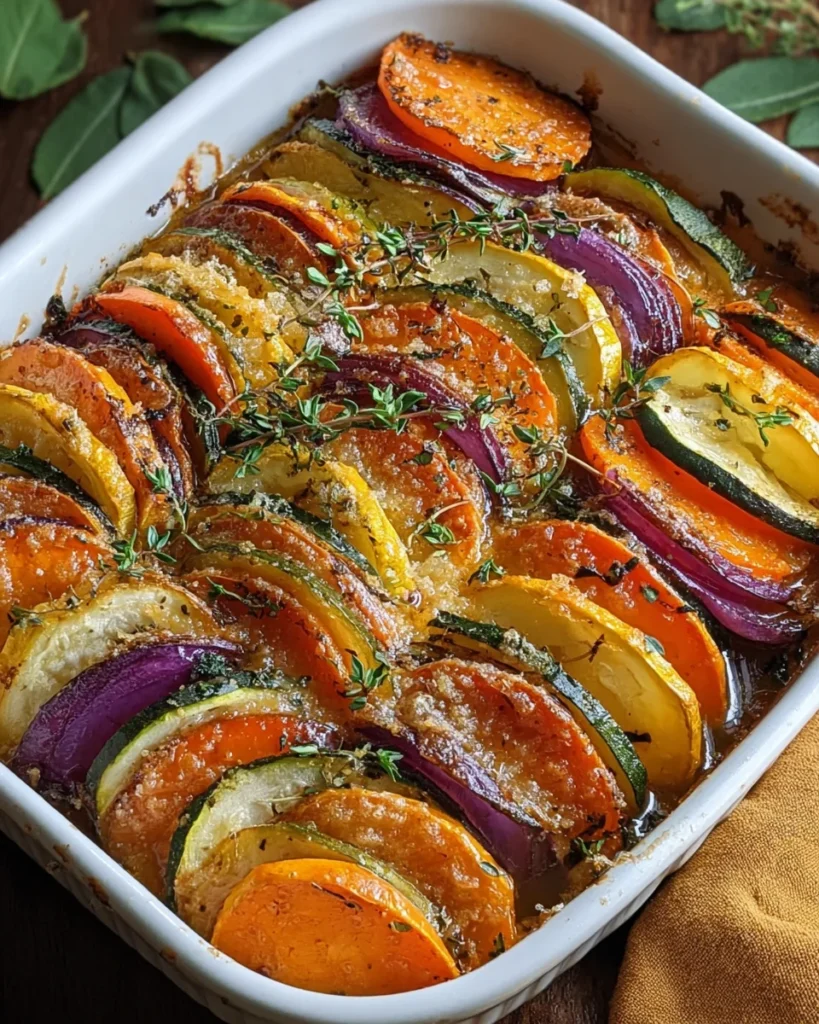 Autumn Rainbow: Crispy Vegetable and Parmesan Tian