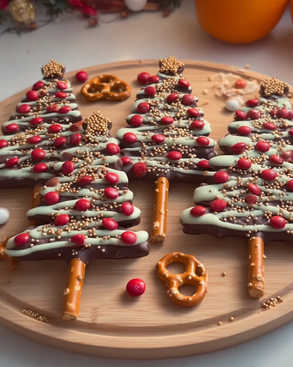 Chocolate Pretzel Christmas Trees