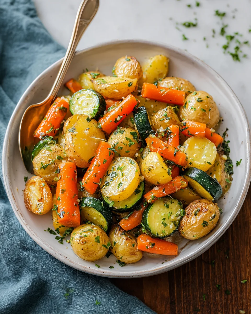 Garlic Herb Roasted Potatoes Carrots and Zucchini