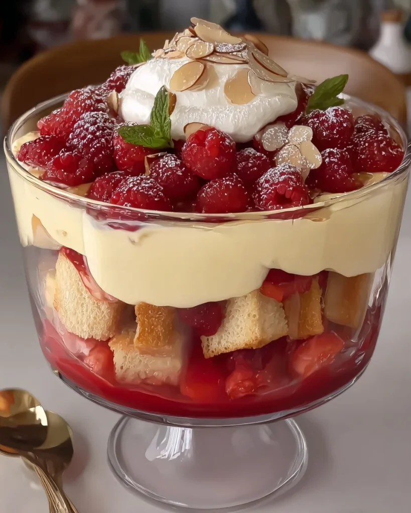 Raspberry and almond trifle