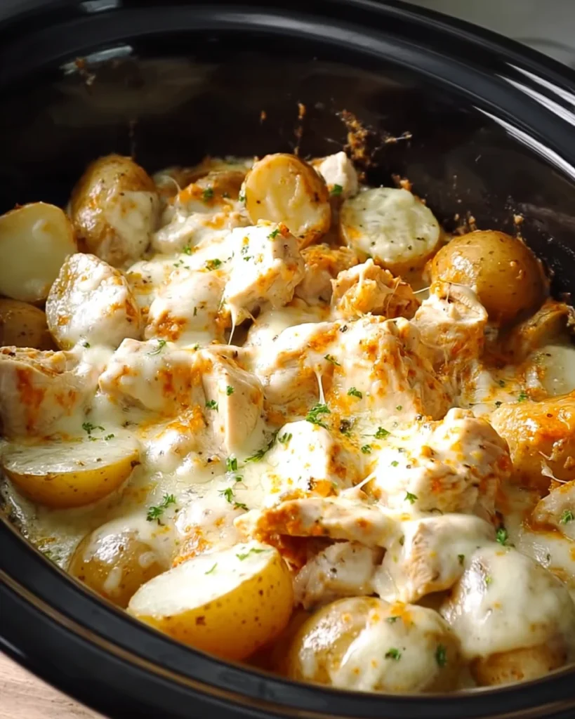 Slow Cooker Parmesan Garlic Chicken and Potatoes