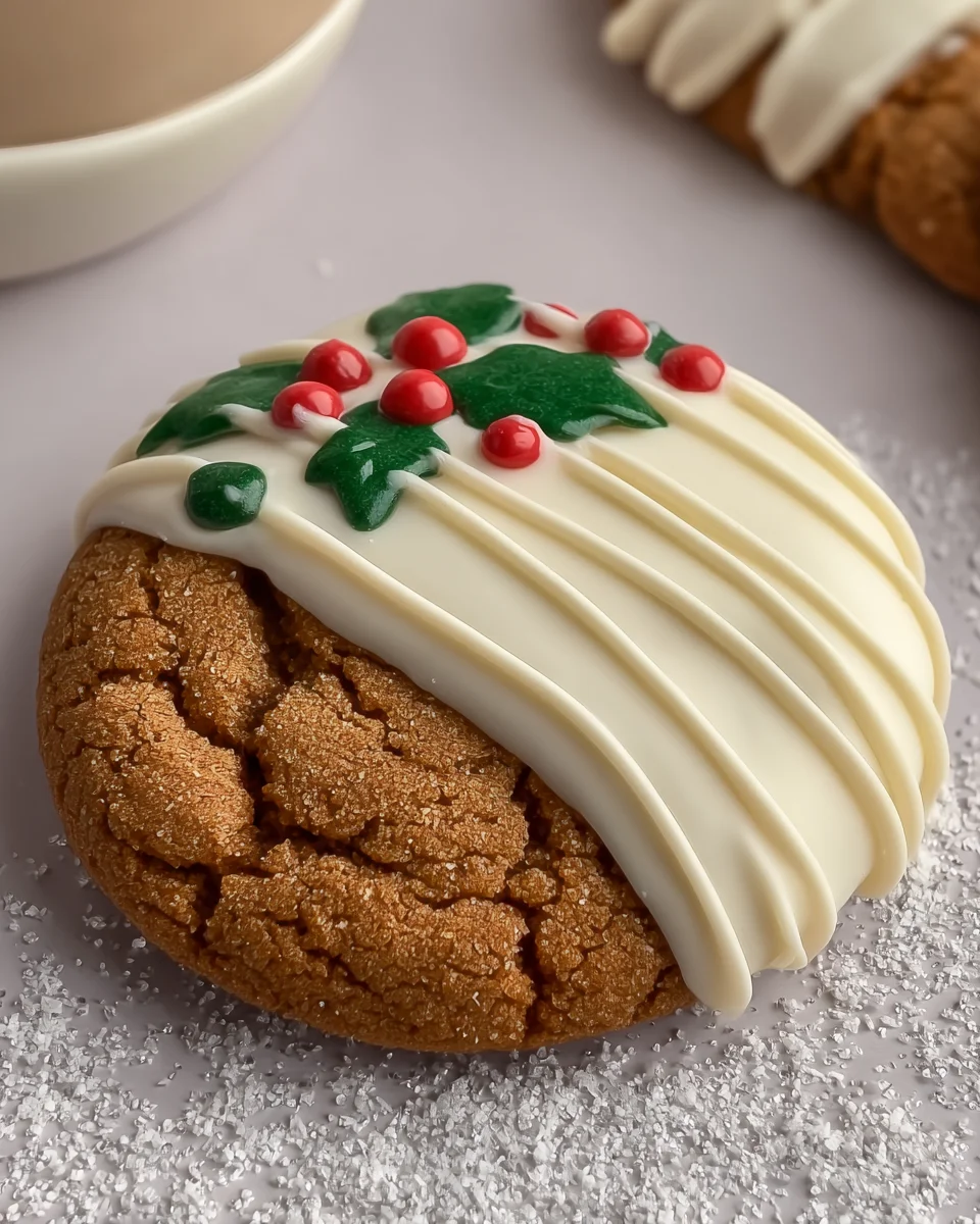 White Chocolate Dipped Molasses Cookies
