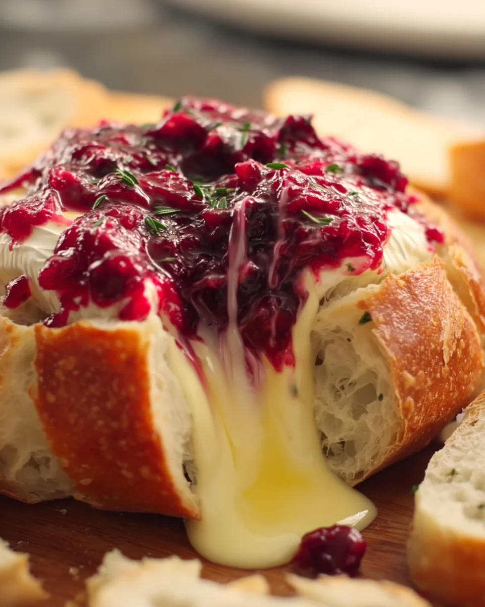BAKED CRANBERRY BRIE BREAD BOWL