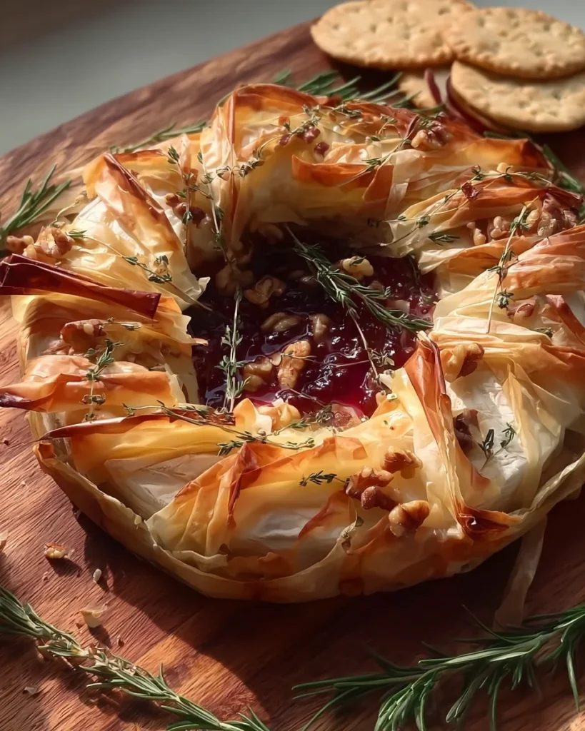 Baked Brie Phyllo Wreath