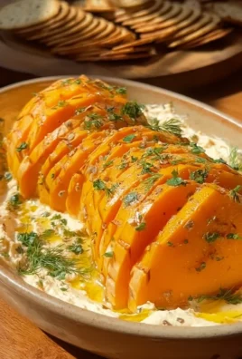 Baked butternut squash on feta dip