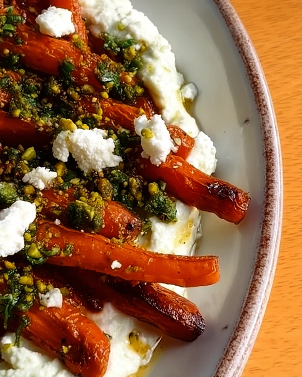 CRISPY CARROT FRIES WITH WHIPPED HONEY-RICOTTA & PISTACHIO GREMOLATA